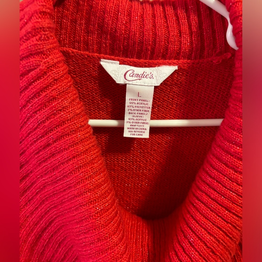 Candies size L red cowl neck sweater